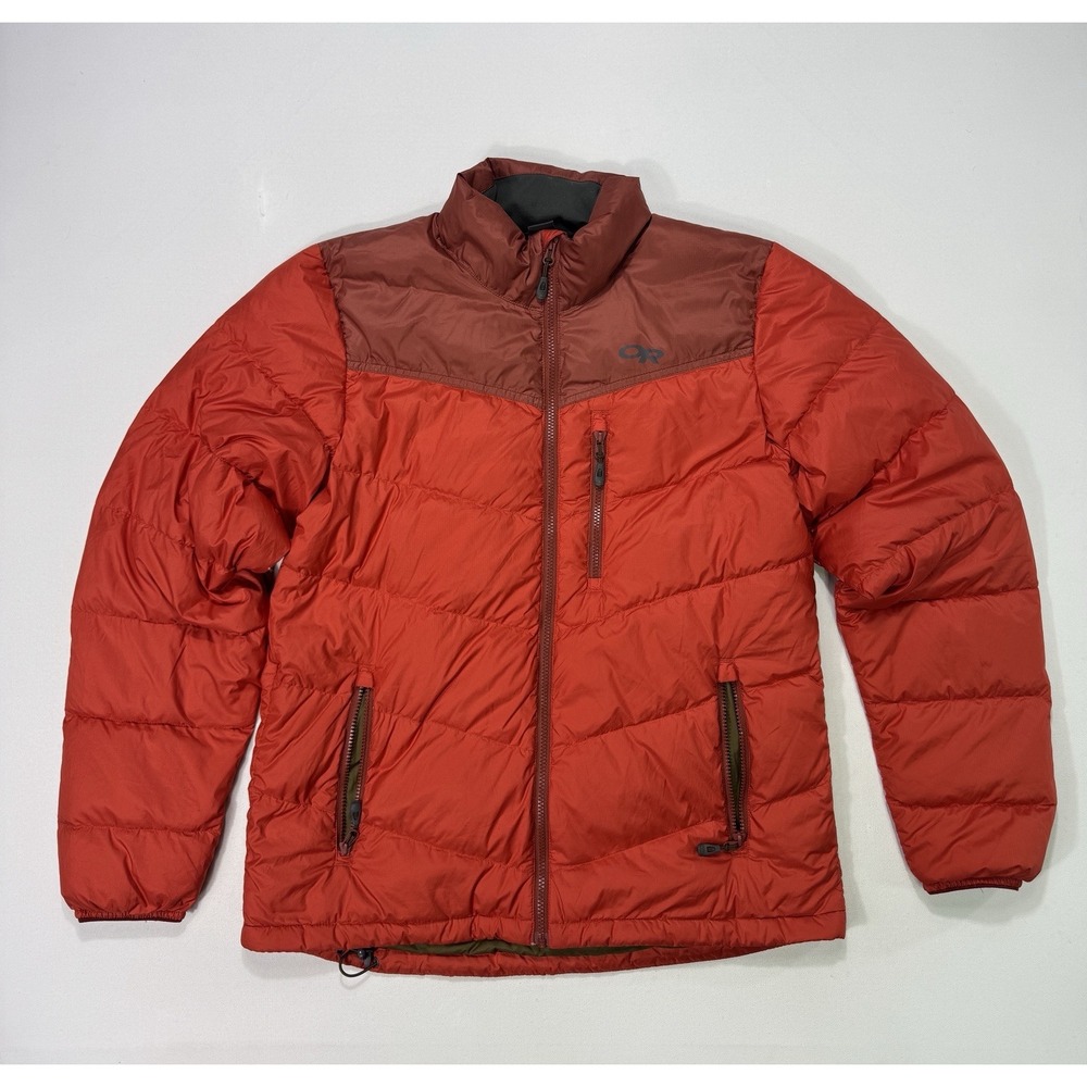 Outdoor Research Transcendent Down Jacket Mens Large Red Puffer Hiking Ski V058